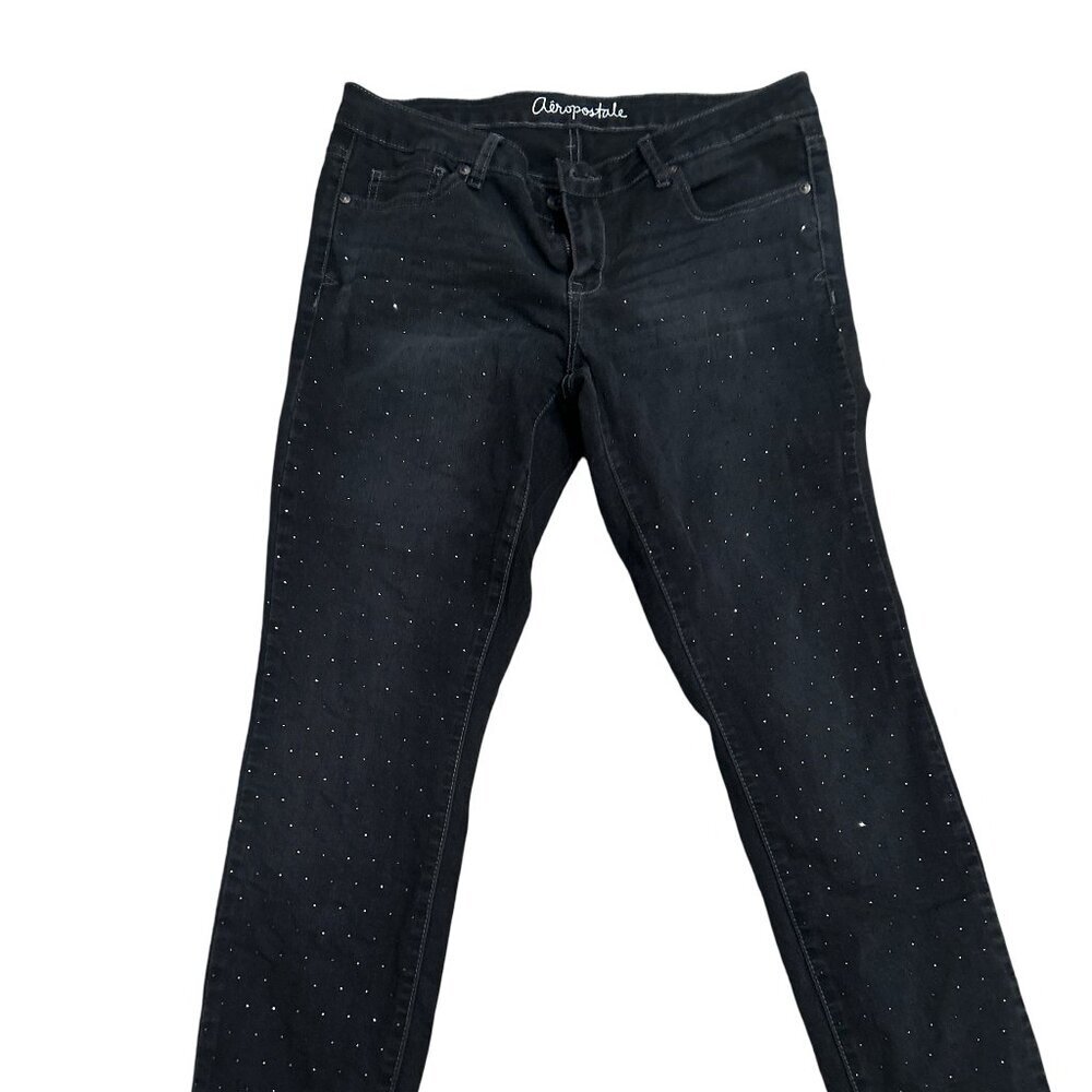 Vintage Aeropostale Lola Embellished Blue Denim Jeggings Womens Size 10 Regular - Picture 10 of 10